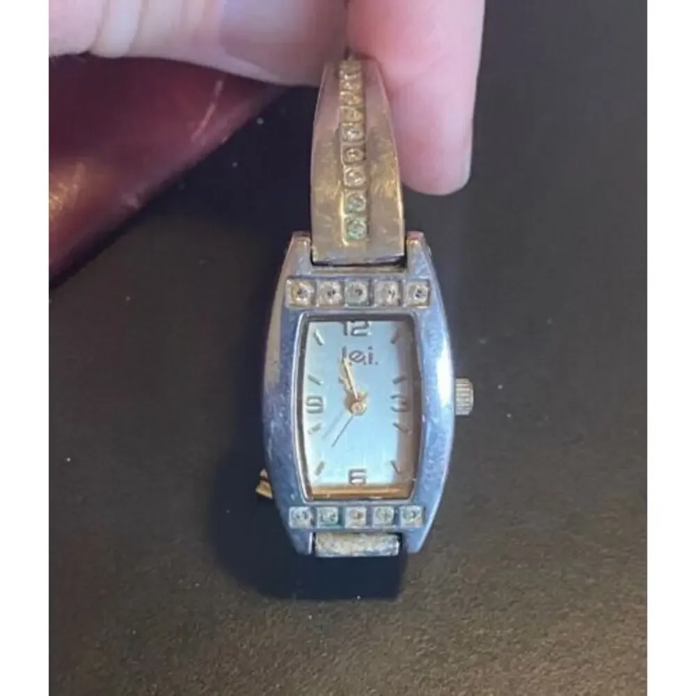 Women's LEI Watch, Silver Tone Bracelet with Crystal Accents